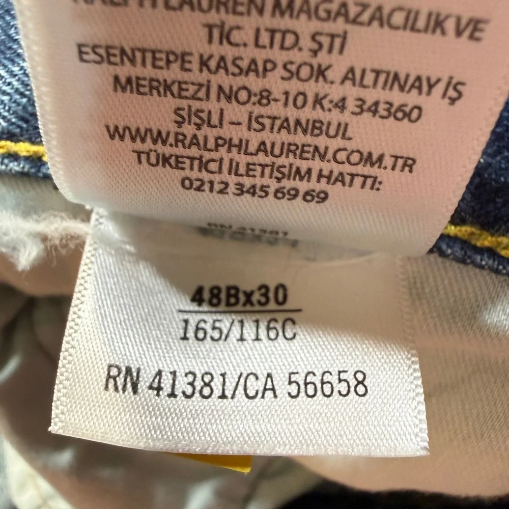 Polo Ralph Lauren Jeans Mens 48x30 Blue Hampton Relaxed Straight Faded Whiskers